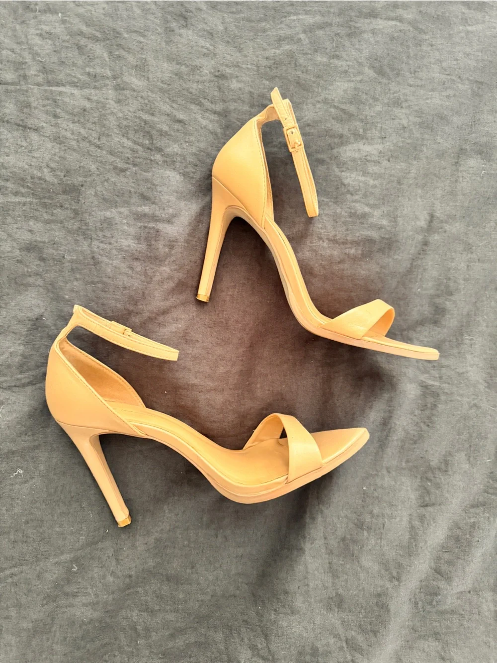 Zara nude pointed leather strappy heels